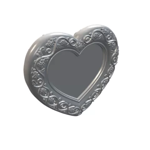 Heart Mirror Frame Grape Vine Cluster Scrollwork Vineyard Border STL CNC 3D Model