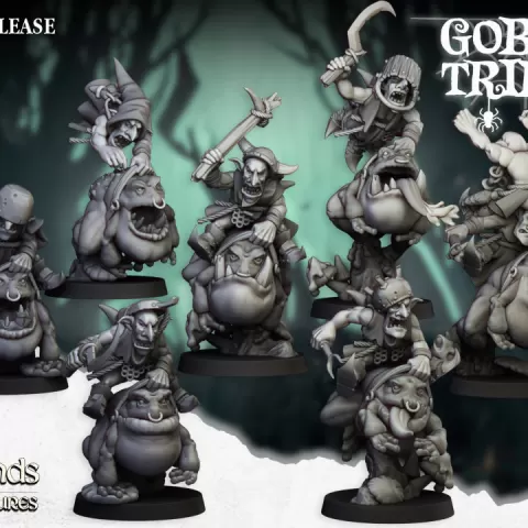 Swamp Goblins Frog Riders and Frog Riders with sticks - Highlands Miniatures by Highlands Miniatures