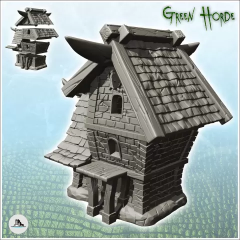 Chaos building with annex and entrance under canopy (1) - Ork Green Horde Fantasy Beast Chaos Demon Ogre by Hartolia Miniatures
