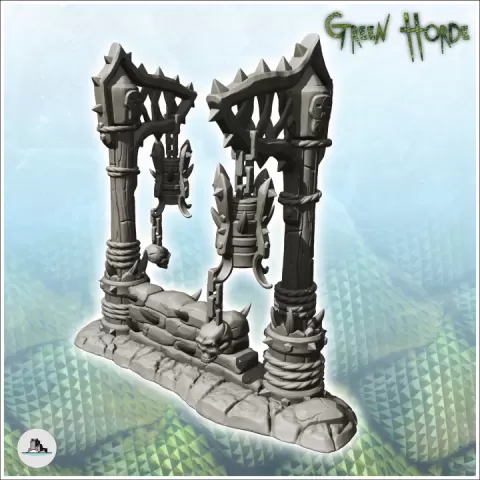 Chaos ornament with skull and wooden posts (8) - Ork Green Horde Fantasy Beast Chaos Demon Ogre by Hartolia Miniatures