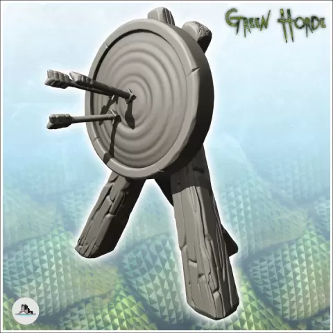Wooden archery target on tripod (9) - Ork Green Horde Fantasy Beast Chaos Demon Ogre by Hartolia Miniatures
