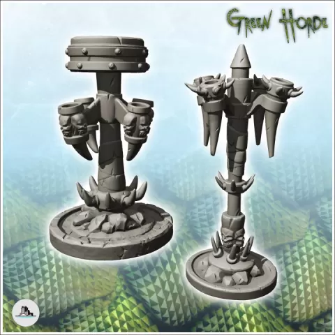 Set of two torch target markers (5) - Ork Green Horde Fantasy Beast Chaos Demon Ogre by Hartolia Miniatures