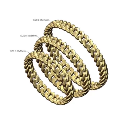 Chunky solid cuban link chain bangle 3D print model