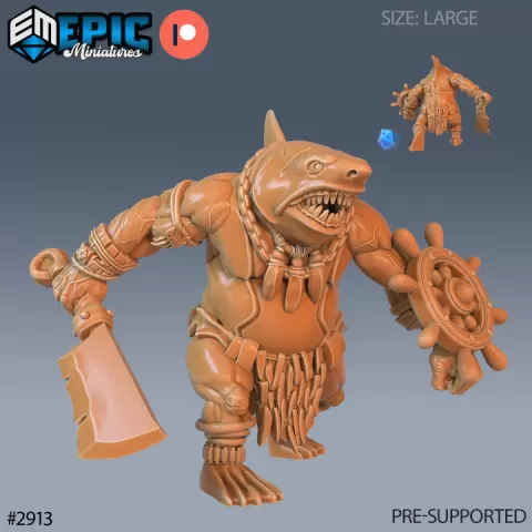 Shark Folk Brute Walking / Underwater Predator / Fish Tribe / Sea Warrior / Water Beast / Ocean Encounter by Epic-Miniatures