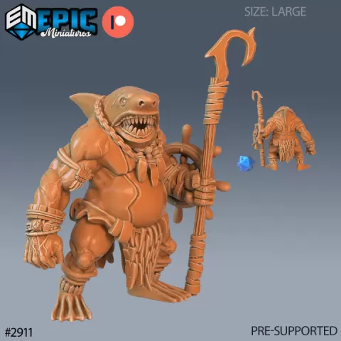 Shark Folk Brute / Underwater Predator / Fish Tribe / Sea Warrior / Water Beast / Ocean Encounter by Epic-Miniatures