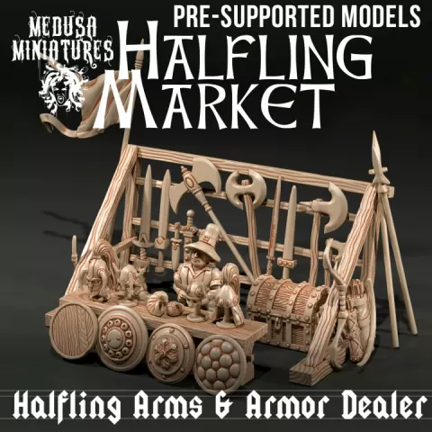 Halfling Market - Arms and Armor Dealer by Medusa Miniatures