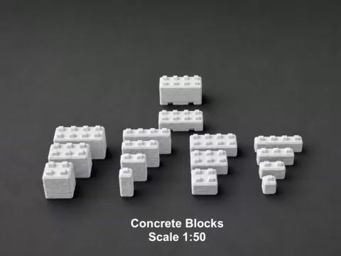 Modular Concrete Blocks Set – Scale 1:50