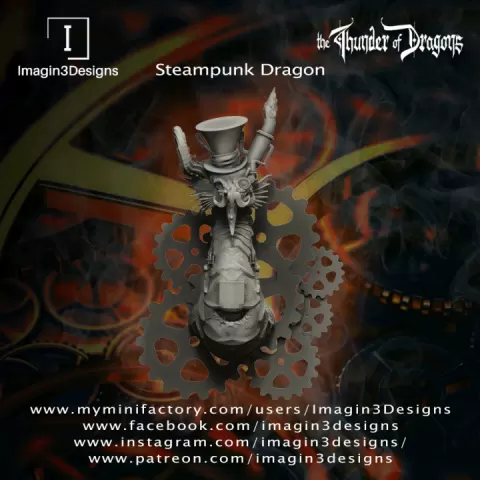 Pre-supported Steampunk Dragon by Imagin3Designs