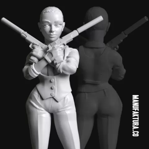 Pop Series 05b - Sexy Assassin Hitwoman / Hitman (Vest) by Manufaktura Miniatures LLC