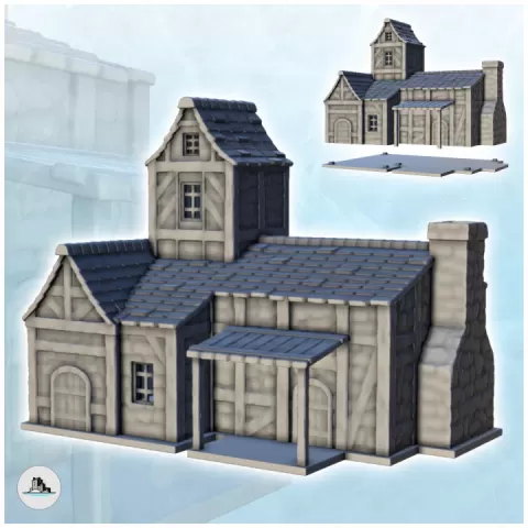Medieval tower building with canopy and chimney (13) - Pirate Jungle Island Beach Piracy Caribbean Medieval by Hartolia Miniatures