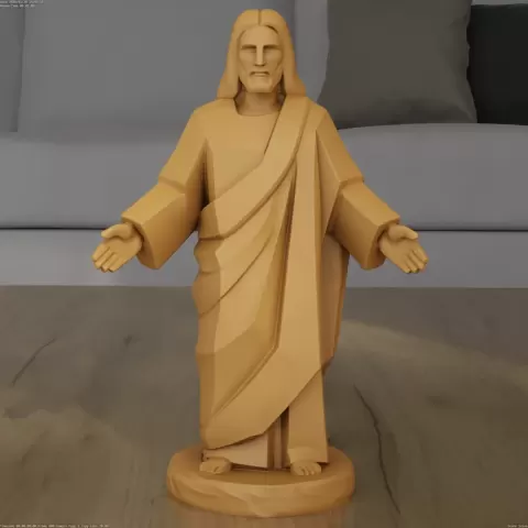 Stylized Jesus Christ Statue 3D Model STL