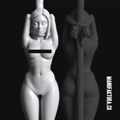 Sub Series 58 – Naked & Tied to Pole Female Prisoner Slave by Manufaktura Miniatures LLC