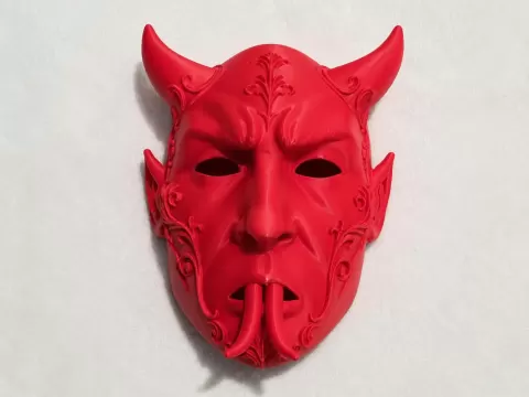 Red Devil with Forked Tongue Mask