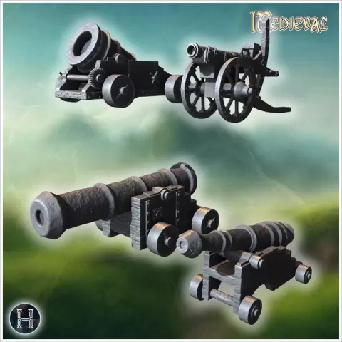 Medieval canons & mortars 6 - Architecture Urban Scenery Modern WWII Napoleonic War of the Rose by Hartolia Miniatures