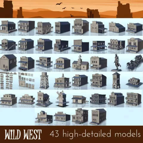 Wild West building pack No. 1 - Six Gun Sound Desperado Old Chronicles Gunfight Gutshot Blackwater Gulch by Hartolia Miniatures