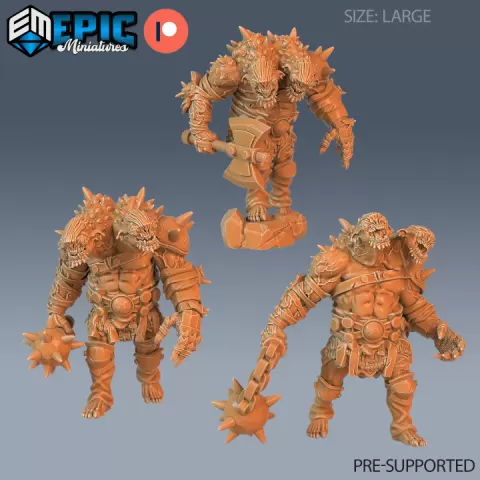 Ettin Beast Set / Ancient Two Headed Ogre / Frost Giant / Wildling / Free Folk / Ice Land Encounter by Epic-Miniatures