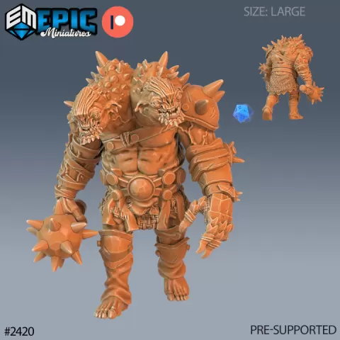 Ettin Beast / Ancient Two Headed Ogre / Frost Giant / Wildling / Free Folk / Ice Land Encounter by Epic-Miniatures
