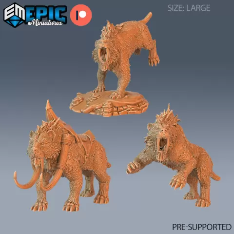 Sabretooth Tiger Set / Predator Lion / Wild Frost Animal / Winter Beast / Ice Encounter by Epic-Miniatures