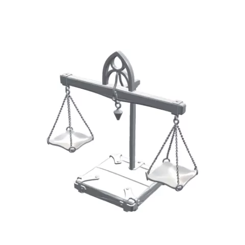 Gothic Medieval Balance Scale Pointed Arch Frame Triangular Pans Chain STL CNC 3D Model