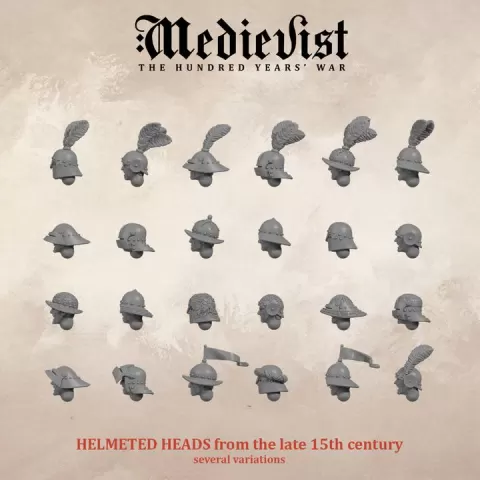 Helmeted heads from the late 15th century by Medievist: Miniature & Games