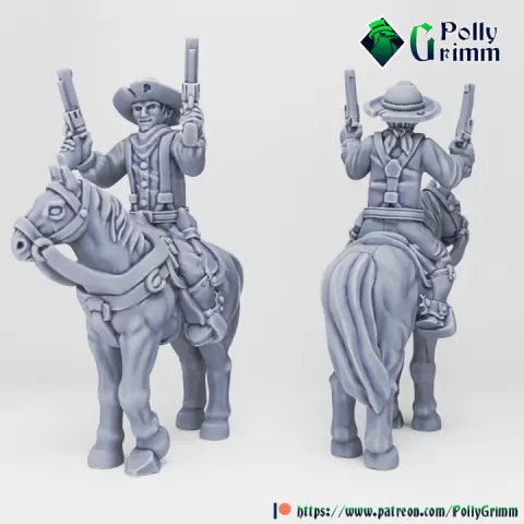 Tabletop historic miniature. Wild west set. Cowboy with gun and his faithful horse Ver 3 by PollyGrimm