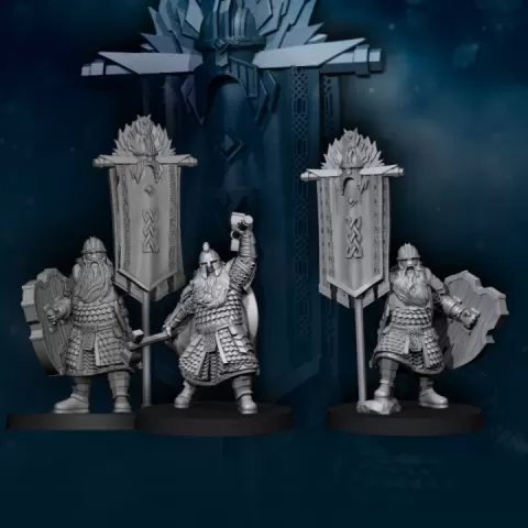 Kingdom Champion Dwarf and Bannermen | Kalak Dwarves | Davale Games | Fantasy by Davale Games ©