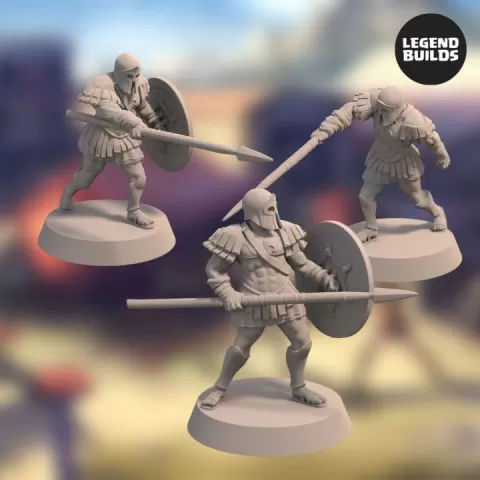 Realm of Eros Soldiers with Spears and Shields Bundle (3 unique miniatures) – 3D printable miniature – STL file by LegendBuilds