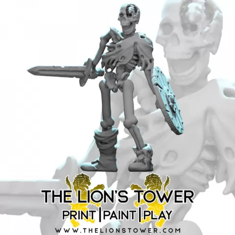 Skeleton Warrior 'Trefor' with Rat in Skull (32mm scale presupported miniature) by The Lion's Tower Adventurers Guild