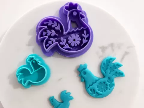 Rooster | Chicken | clay cutter | folkart | studs