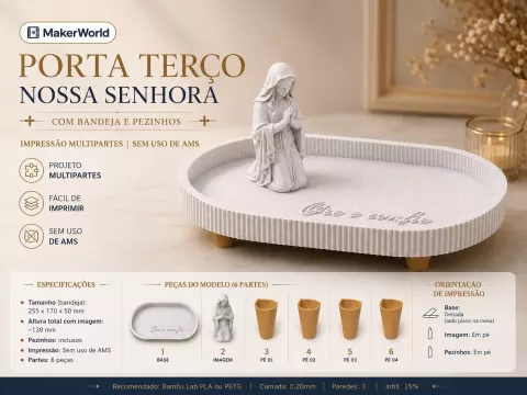 Porta terço Nossa Senhora rezando