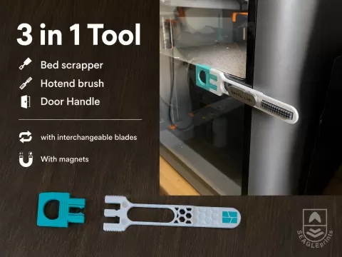 Bed Scrapper, Hotend brush, magnetic mount