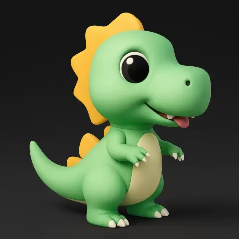 3D Cartoon Dinosaur Family - Pale Yellow Cute Dino Set - Ahmed Laraibi