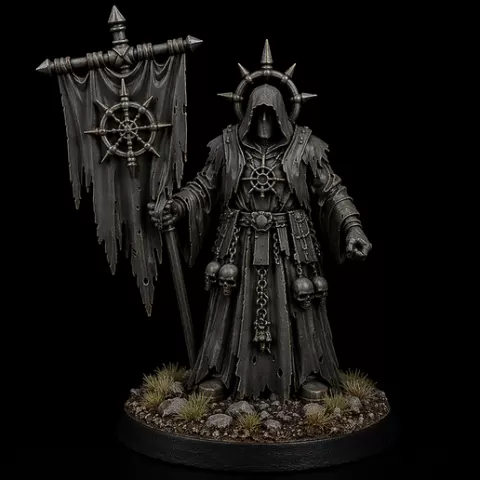 The Veiled Star Cult (Xylos Corruption) - Korvax the Banner of Blight - Grimdark 32mm STL Miniature for Tabletop RPG