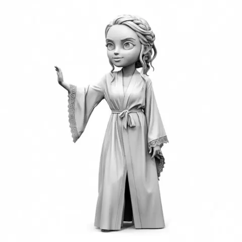 Cute Fantasy Girl Figure STL – Stylized Cartoon Female Character for 3D Printing