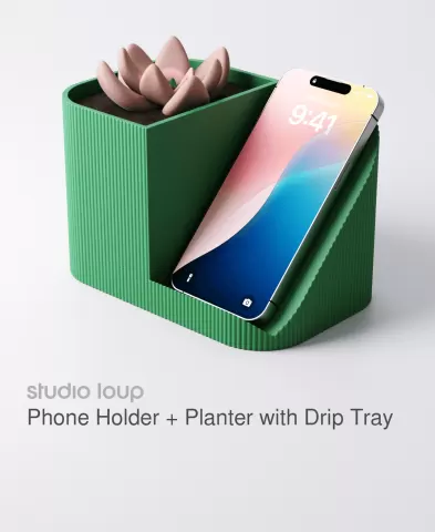 Phone Holder + Planter with Drip Tray