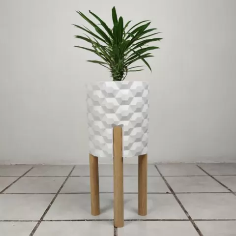 Planter Hexagon Pattern Wooden Legs