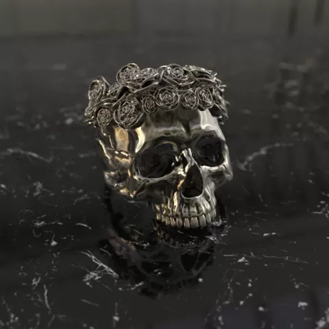 Skull rose ring by Andrea Crazer