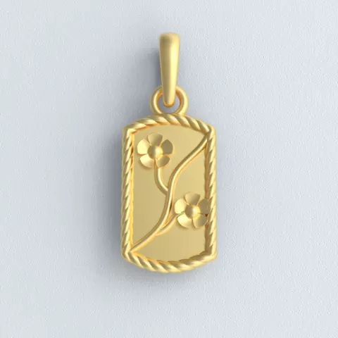Vintage Floral Dog Tag Pendant - Rope Border 3D Jewelry Design