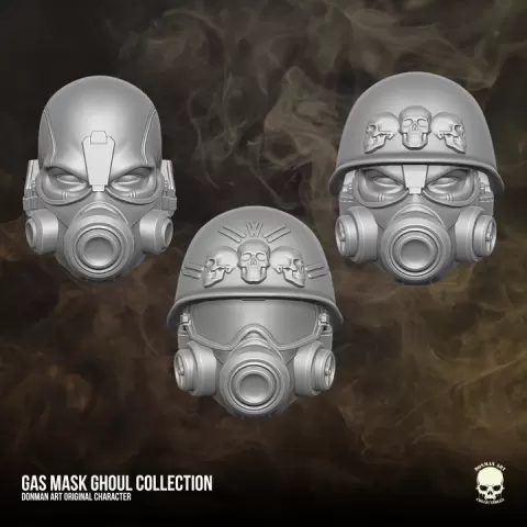 Gas Mask Ghoul Collection Head STL Files for Action Figures by Esteban Cifuentes